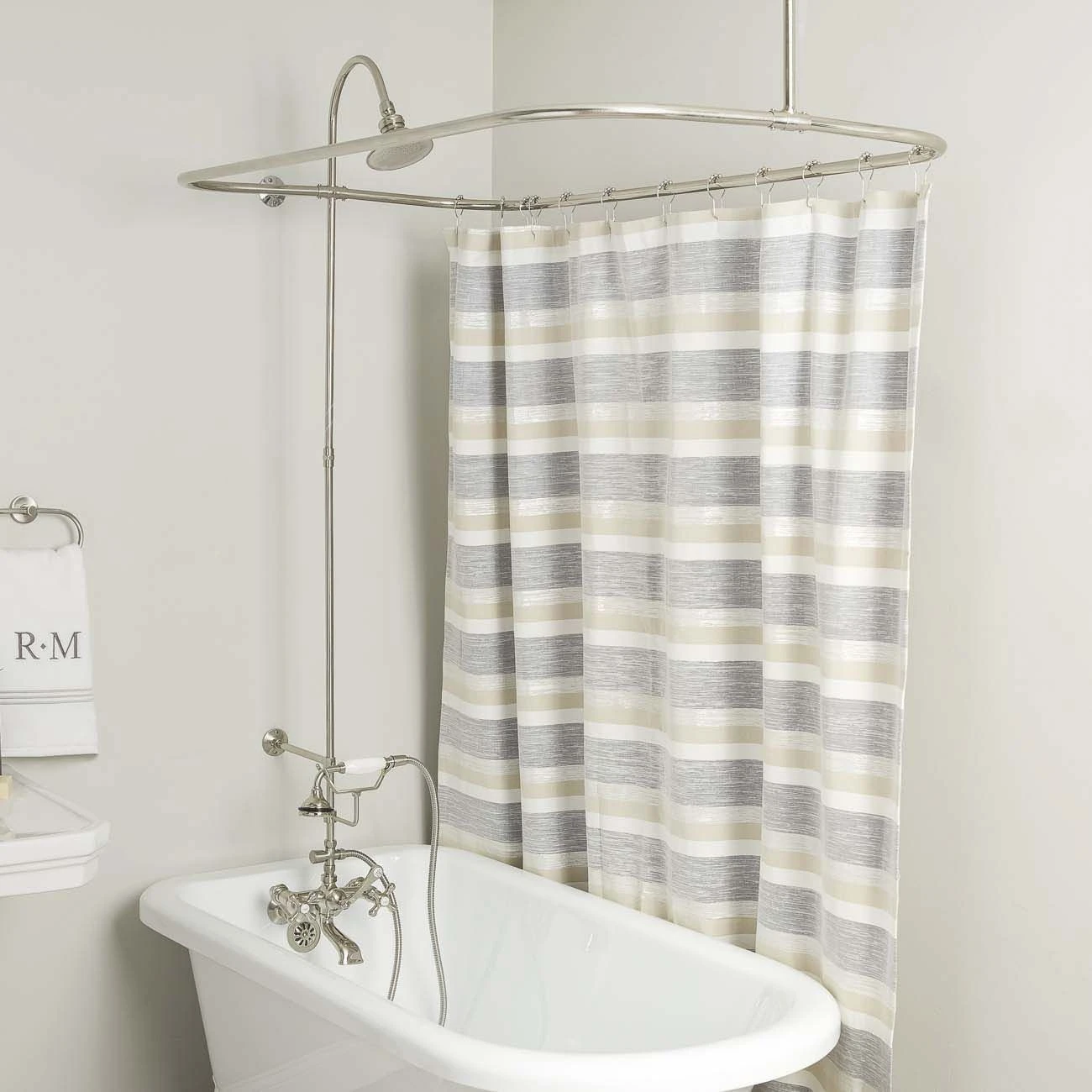 Mason Hill Clawfoot Tub Wall Mount Shower Enclosure With Faucet And Shower Head - Image 2