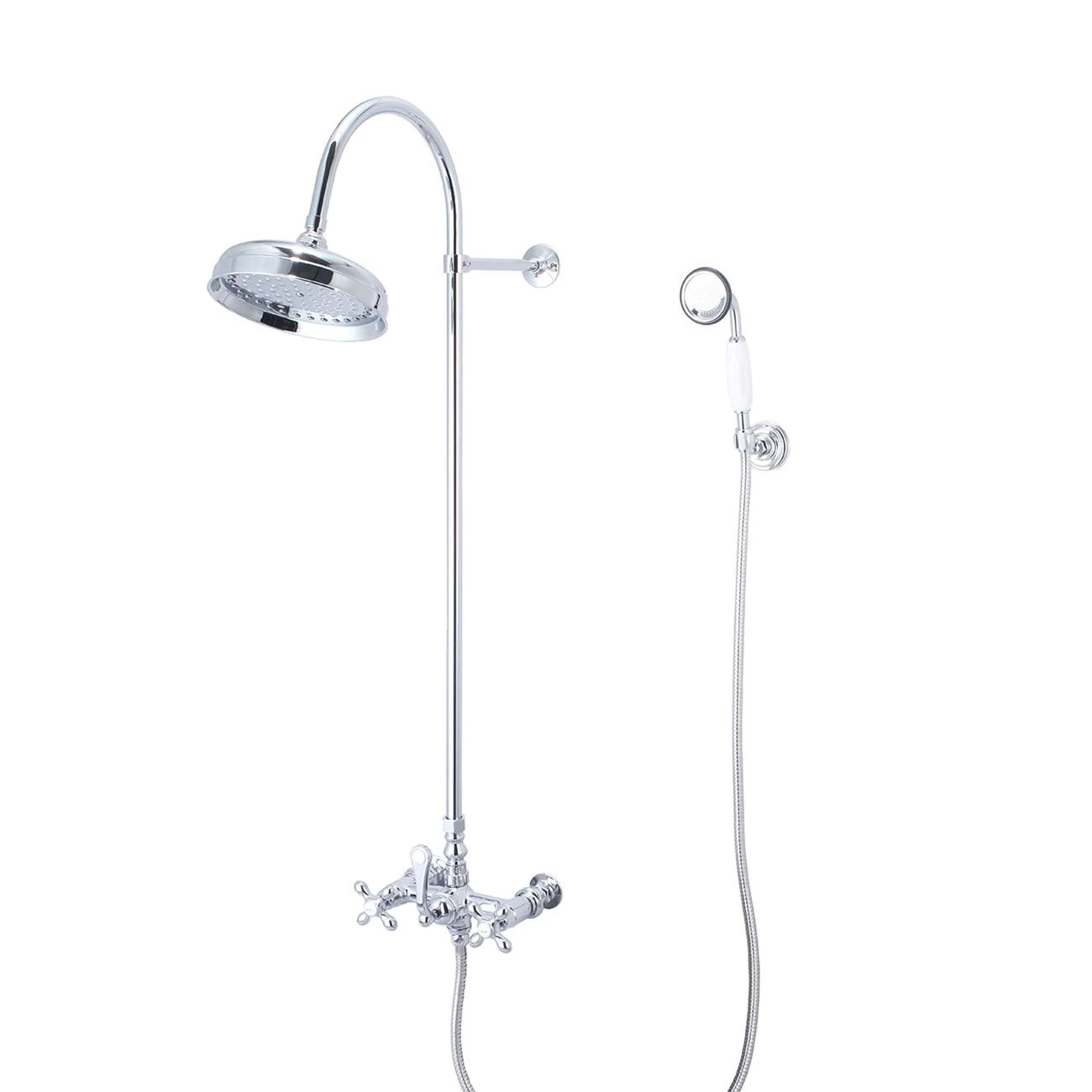 Mason Hill Collection Exposed Gooseneck Shower Set With Wall Mount Handshower - Image 2