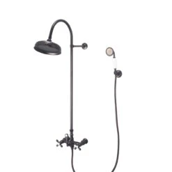 Mason Hill Collection Exposed Gooseneck Shower Set With Wall Mount Handshower
