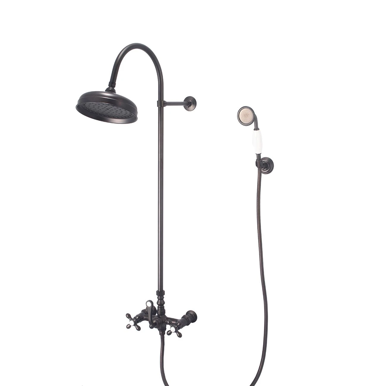 Mason Hill Collection Exposed Gooseneck Shower Set With Wall Mount Handshower