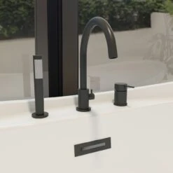 Contemporary Deck Mount Tub Faucet With Handshower