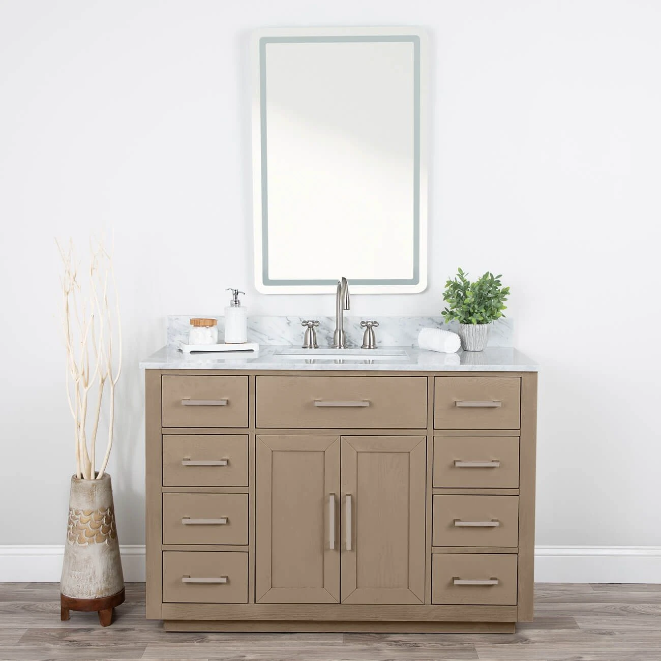 Barrett 48 Inch Oak Vanity With Rectangular Undermount Sink - Light Oak