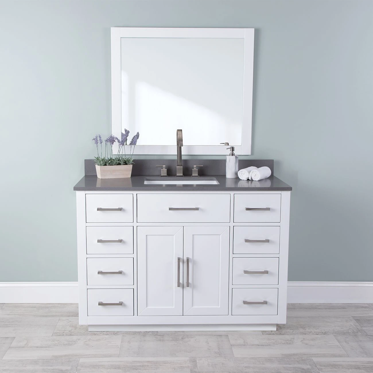 Barrett 48 Inch Oak Vanity With Rectangular Undermount Sink - White