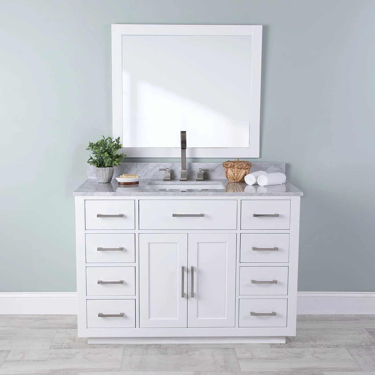 Barrett 48 Inch Oak Vanity With Rectangular Undermount Sink - White - Image 2