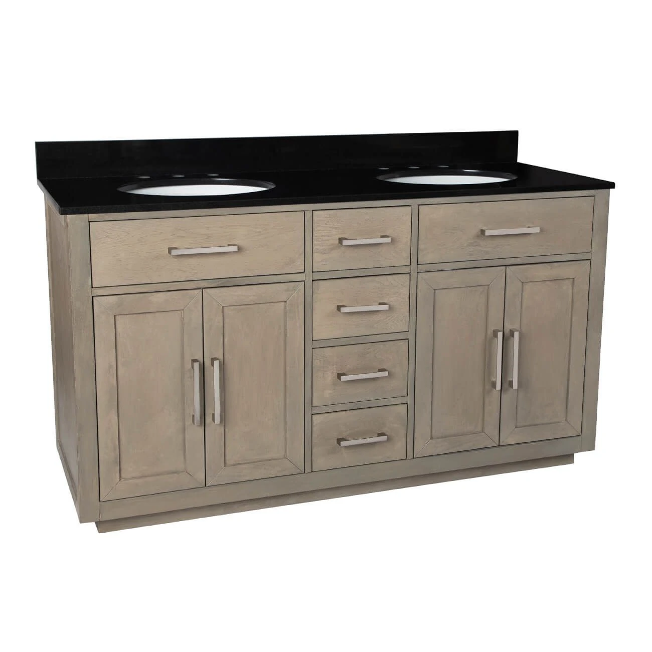 Barrett 60 Inch Oak Vanity With Oval Undermount Sinks - Gray Oak - Image 2