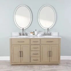 Barrett 60 Inch Oak Vanity With Oval Undermount Sinks - Light Oak