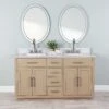 Barrett 60 Inch Oak Vanity With Rectangular Undermount Sinks - Light Oak