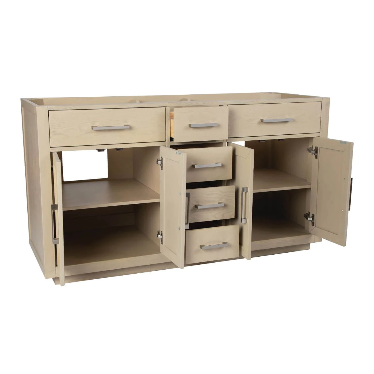 Barrett 60 Inch Oak Vanity With Rectangular Undermount Sinks - Light Oak - Image 9