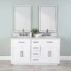 Barrett 60 Inch Oak Vanity With Rectangular Undermount Sinks - White