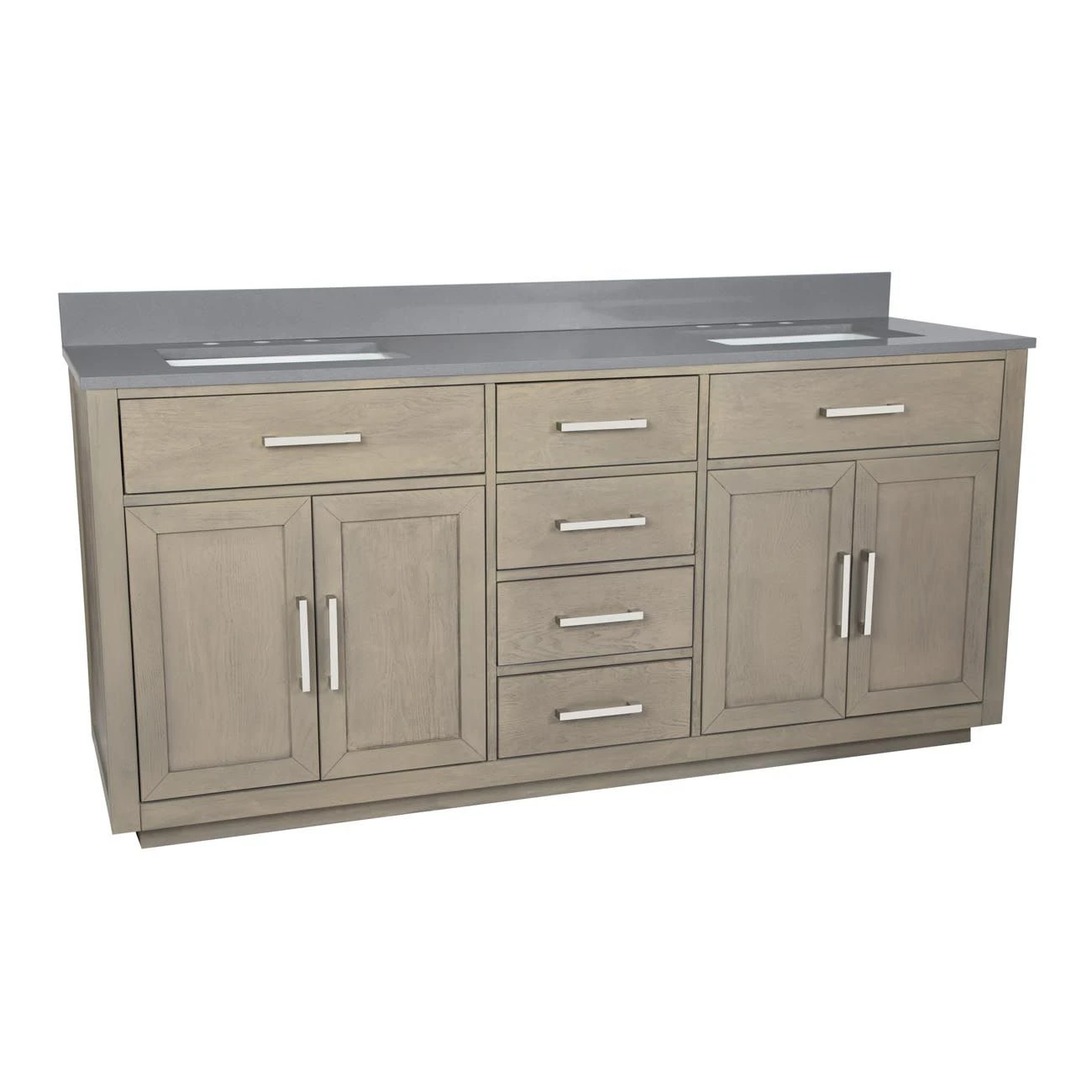 Barrett 72 Inch Oak Vanity With Rectangular Undermount Sinks - Gray Oak - Image 8