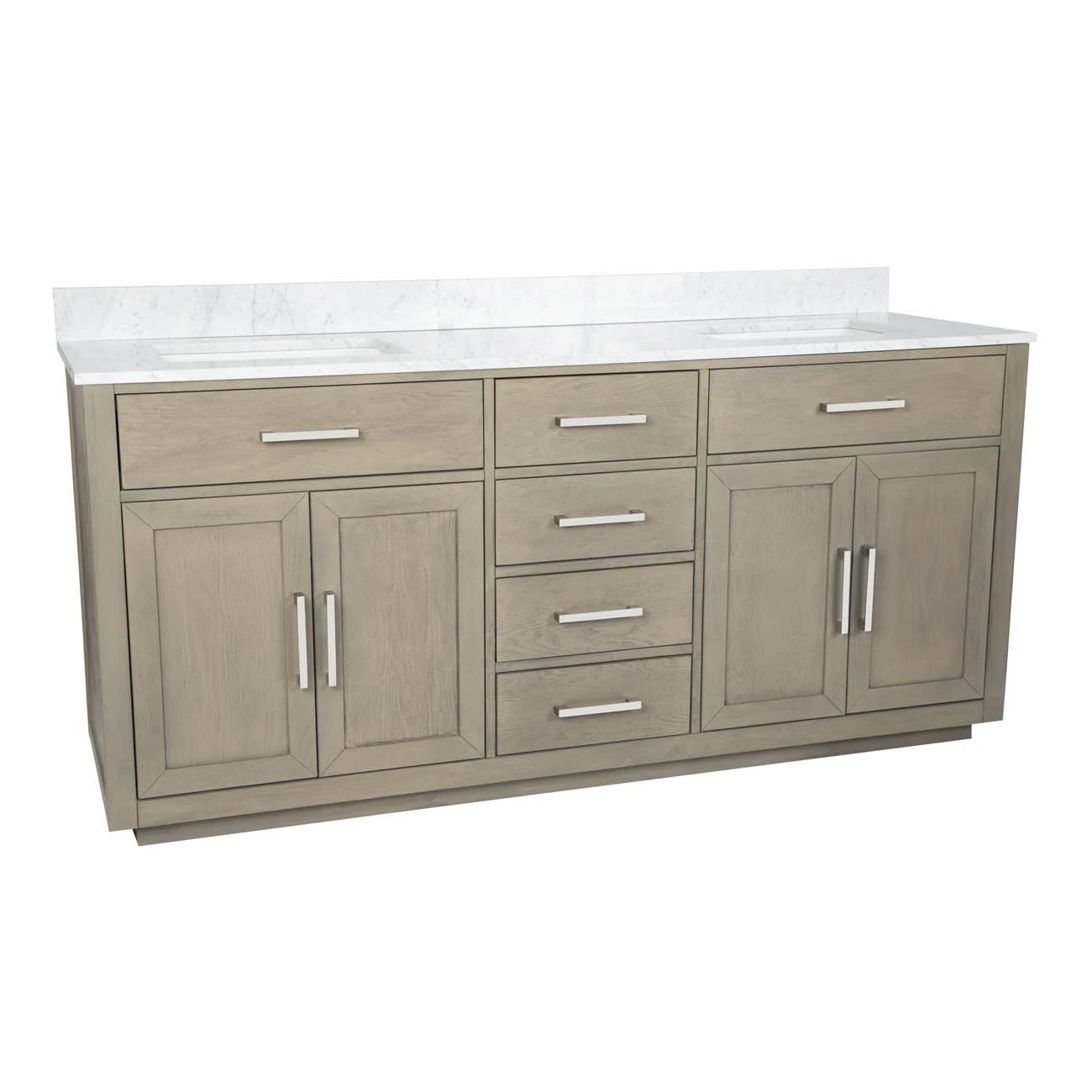 Barrett 72 Inch Oak Vanity With Rectangular Undermount Sinks - Gray Oak - Image 2