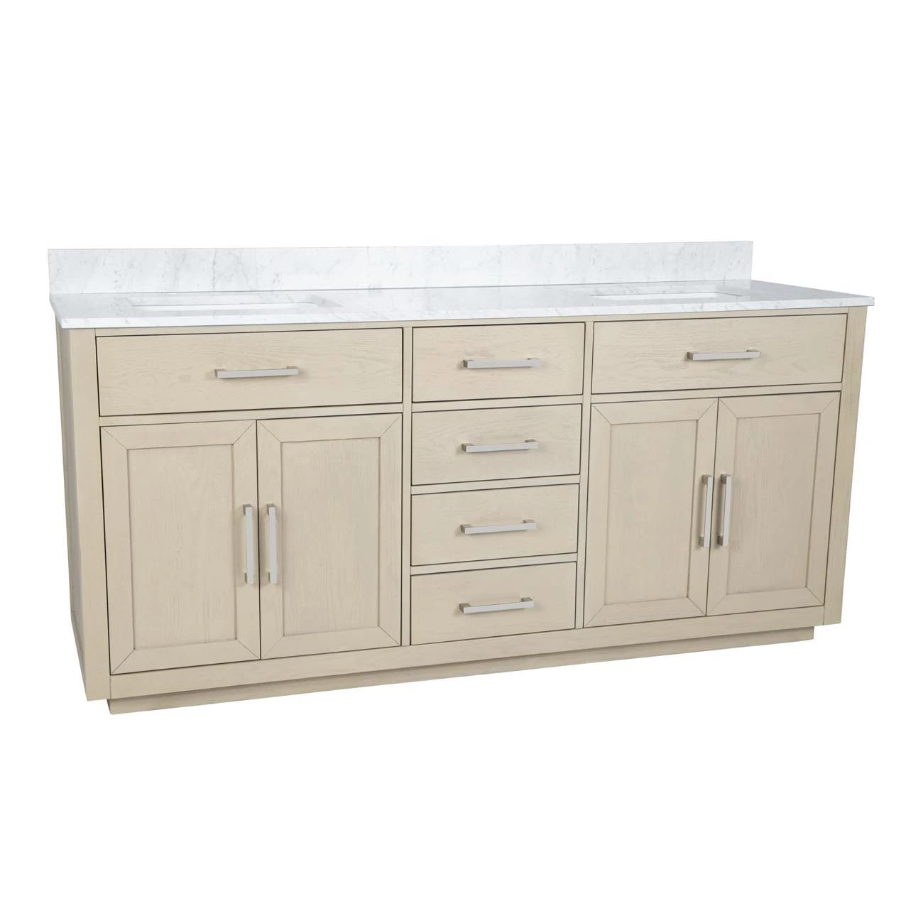 Barrett 72 Inch Oak Vanity With Rectangular Undermount Sinks - Light Oak - Image 7