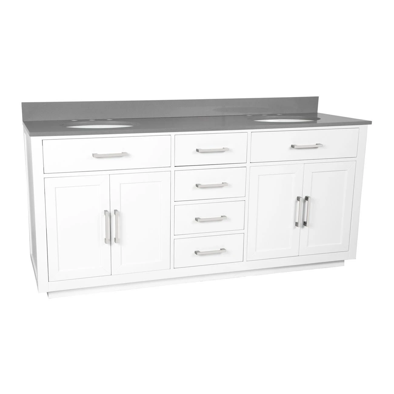 Barrett 72 Inch Oak Vanity With Oval Undermount Sinks - White - Image 3