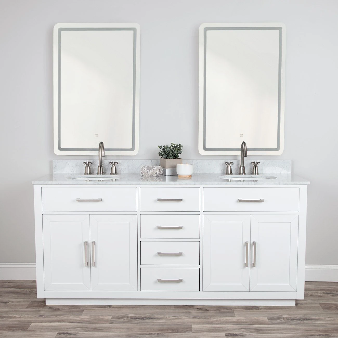 Barrett 72 Inch Oak Vanity With Oval Undermount Sinks - White