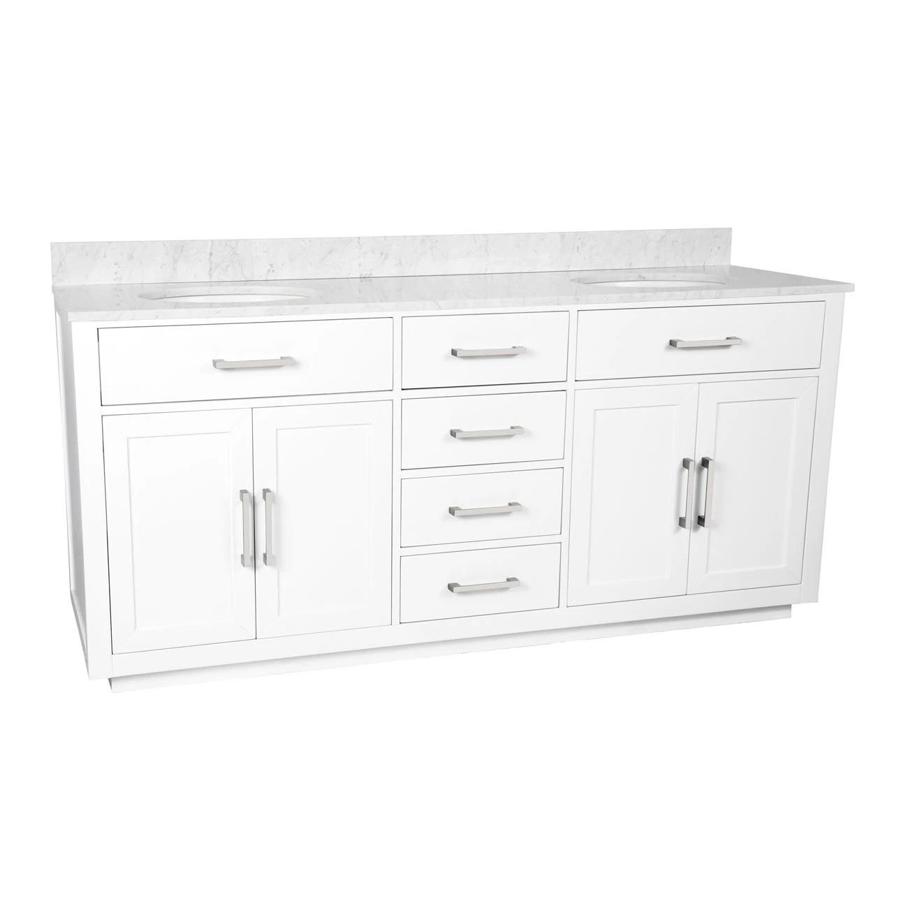 Barrett 72 Inch Oak Vanity With Oval Undermount Sinks - White - Image 2