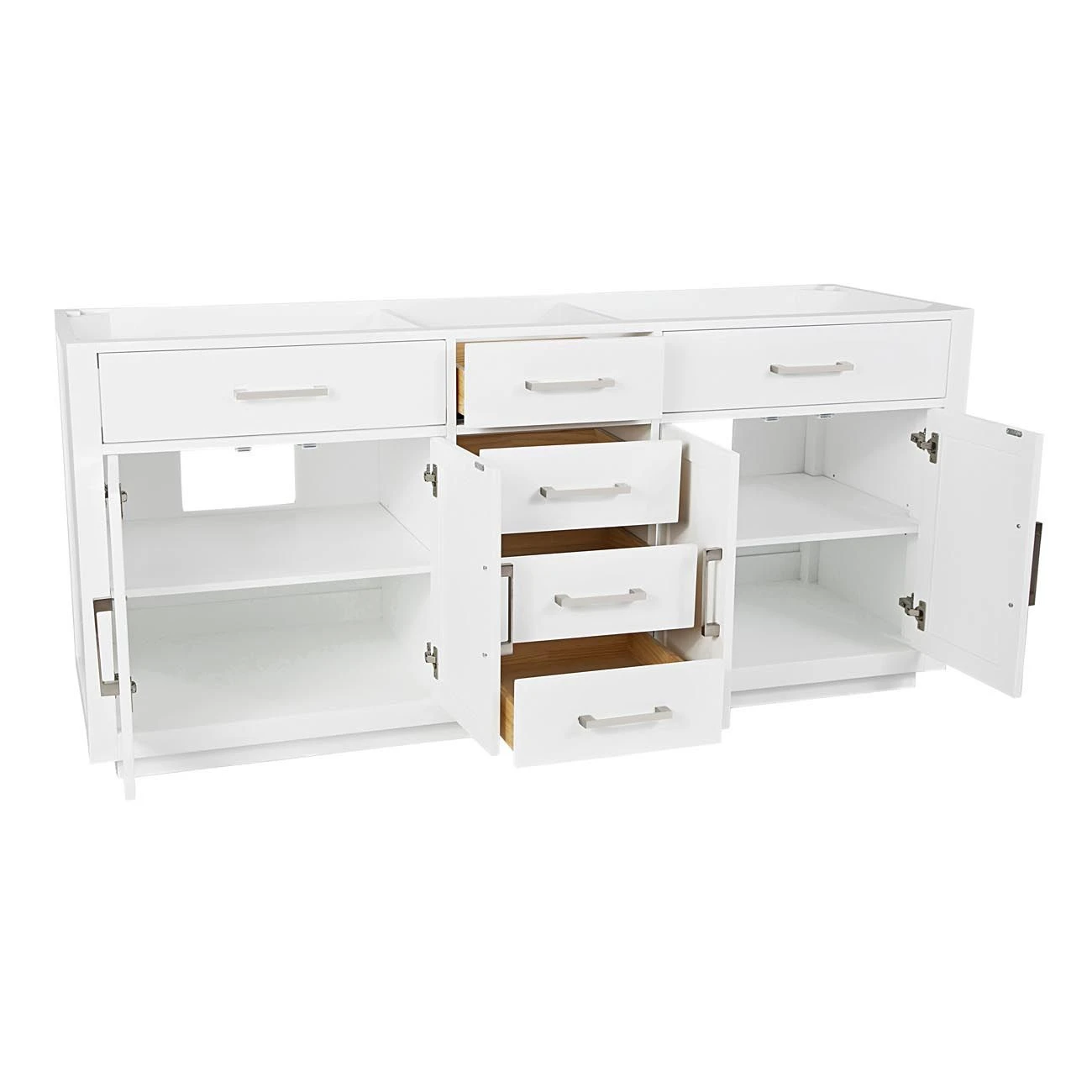 Barrett 72 Inch Oak Vanity With Oval Undermount Sinks - White - Image 4