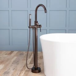 Contemporary High Flow Freestanding Gooseneck Tub Faucet