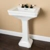White 26 Inch Vintage Porcelain Pedestal Sink
