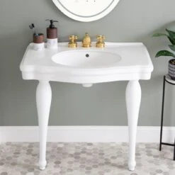 Atwell 34 Inch Console Sink With Porcelain Legs