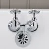 Clawfoot Tub Wall Mount Faucet - Metal Cross Handles