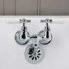 Clawfoot Tub Wall Mount Faucet - Porcelain Lever Handles