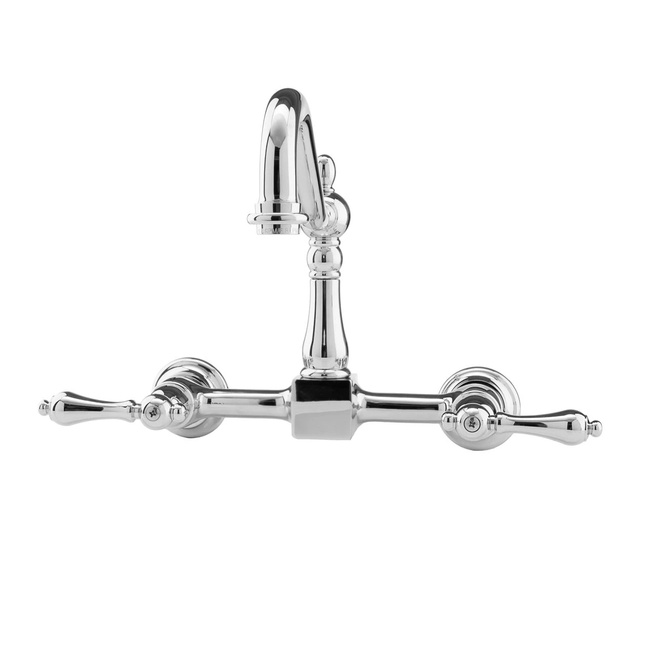 Wall Mounted Bridge Kitchen Faucet With Metal Lever Handles - Image 2