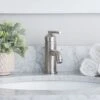 Single Post Bathroom Sink Faucet - Metal Lever Handle