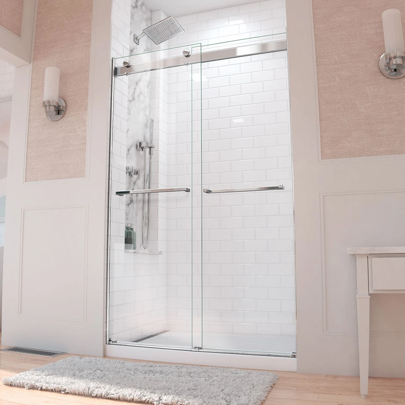 Mia 67 Inch Acrylic Double Ended Freestanding Tub And Shower Door Package - Image 3