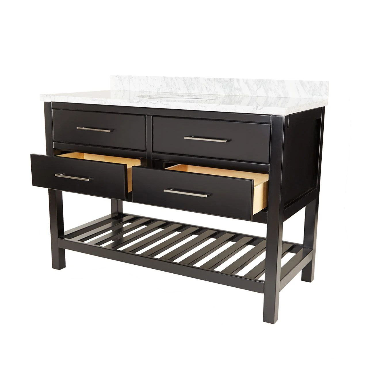 Everett 48 Inch Oak Console Vanity With Oval Undermount Sink - Black - Image 3