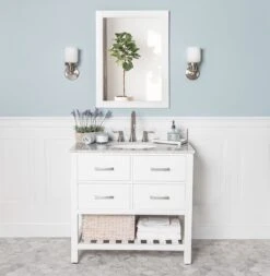 Everett 36 Inch Birch & Oak Console Vanity With Oval Undermount Sink - White