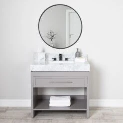 Emerson 36 Inch Birch & Oak Console Vanity With Rectangular Undermount Sink - Gray