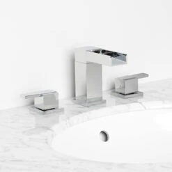Waterfall Widespread Bathroom Sink Faucet - Metal Lever Handles