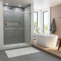 Mia 67 Inch Acrylic Double Ended Freestanding Tub And Shower Door Package