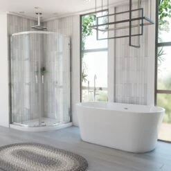 Mia 67 Inch Acrylic Double Ended Freestanding Tub And Shower Package