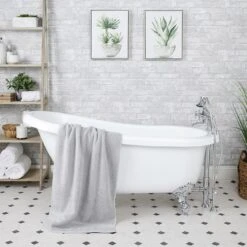 Bristol 62 Inch Acrylic Slipper Clawfoot Tub Package - White / Chrome Feet & Fixtures