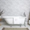 Heritage 60 Inch Cast Iron Clawfoot Tub Package With British Telephone Faucet With Fixtures - White / Chrome Feet & Fixtures
