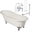 Mila 67 Inch Cast Iron Slipper Clawfoot Tub Package - White / Chrome Feet & Fixtures