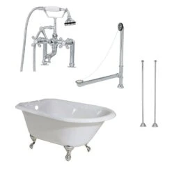 Norfolk 48 Inch Cast Iron Classic Clawfoot Tub Package - White / Chrome Fixtures