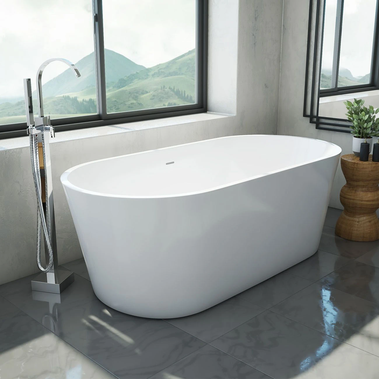 Mia Freestanding Acrylic Soaking Tub Package - No Faucet Drillings - Image 3