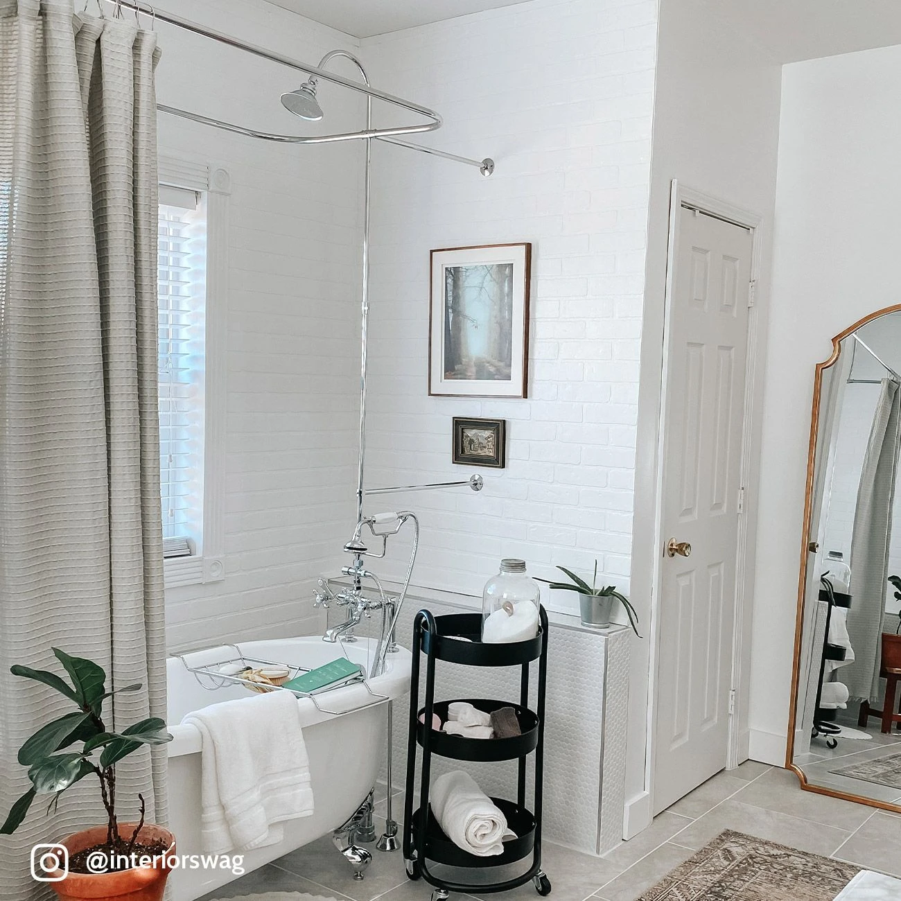 Bristol 67 Inch Acrylic Slipper Clawfoot Tub & Shower Package - Chrome Feet With Chrome Fixtures - Image 2