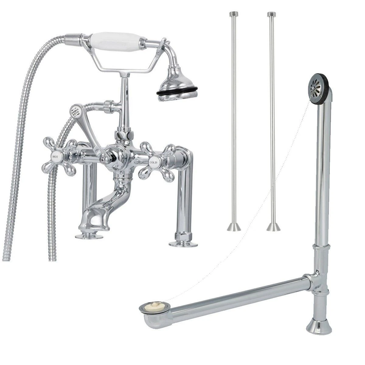 Savanna 54 Inch Acrylic Classic Rolltop Clawfoot Tub Package - White / White Feet & Chrome Fixtures - Image 2