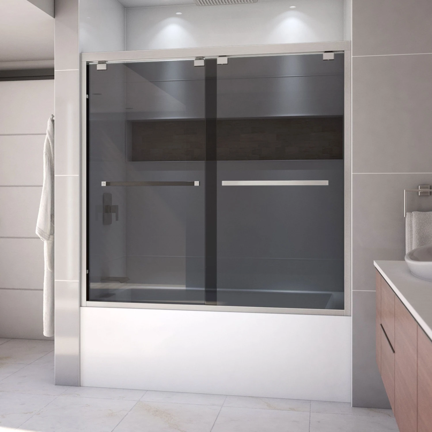 DreamLine Encore 56-60 Inch W X 58 Inch H Semi Frameless Bypass Sliding Tub Door