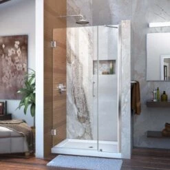 DreamLine Unidoor 39-40 Inch W X 72 Inch H Frameless Hinged Shower Door With Support Arm