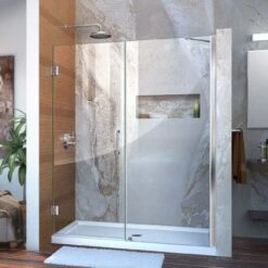 DreamLine Unidoor 59-60 Inch W X 72 Inch H Frameless Hinged Shower Door With Support Arm