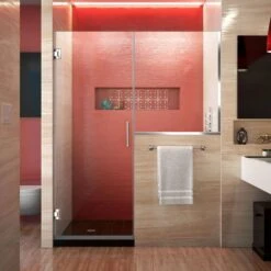 DreamLine Unidoor Plus 57-57 1/2 In. W X 72 In. H Frameless Hinged Shower Door With 36 In. Half Panel, Clear Glass