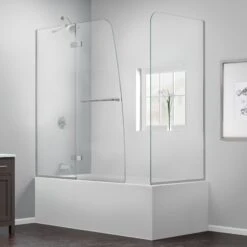 DreamLine Aqua Ultra 48 Inch W X 30 Inch D X 58 Inch H Frameless Hinged Tub Door With Return Panel