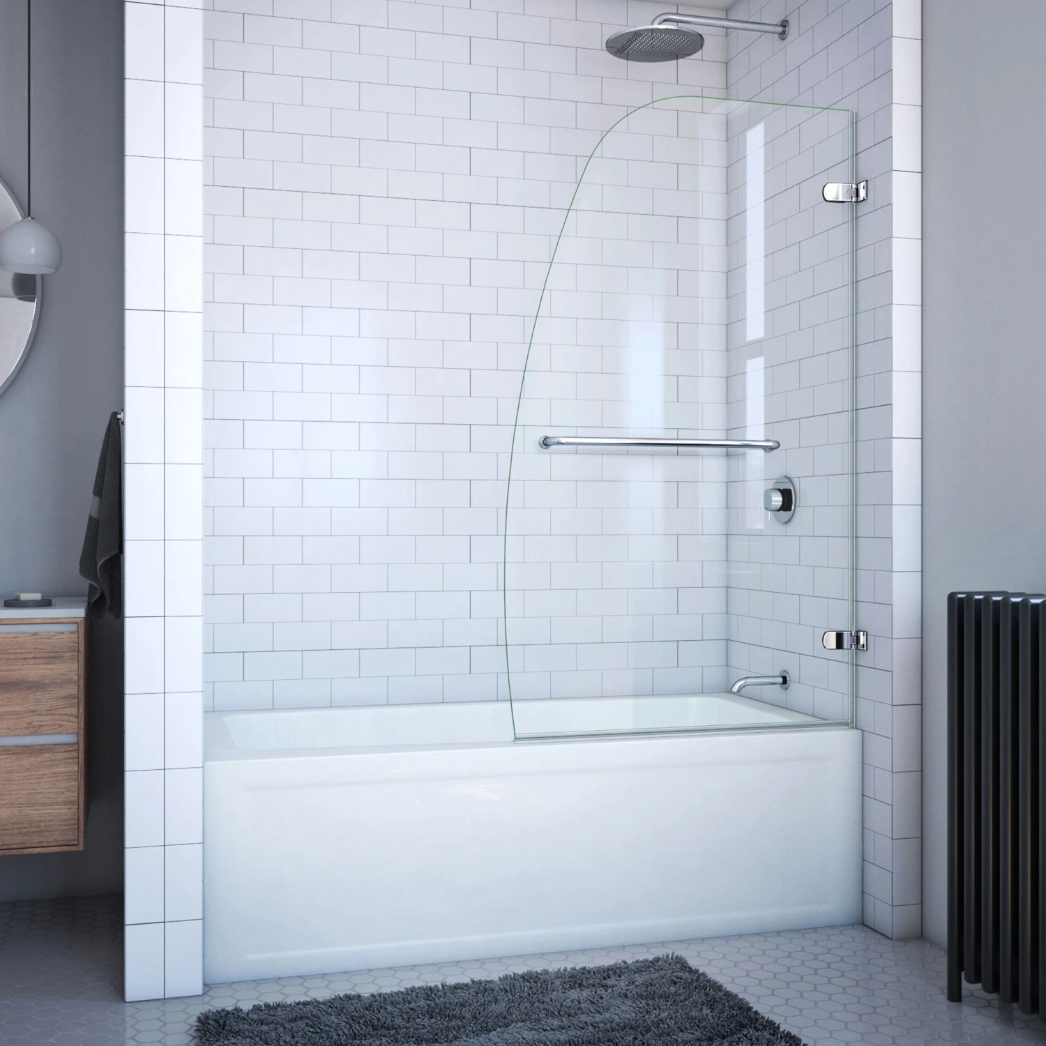 DreamLine Aqua Uno 34 Inch W X 58 Inch H Frameless Hinged Tub Door - Image 3