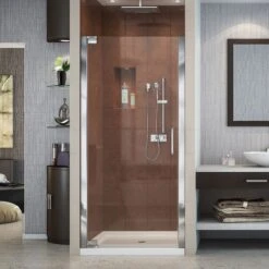 DreamLine Elegance 35-3/4 37-3/4 Inch W X 72 Inch H Frameless Pivot Shower Door