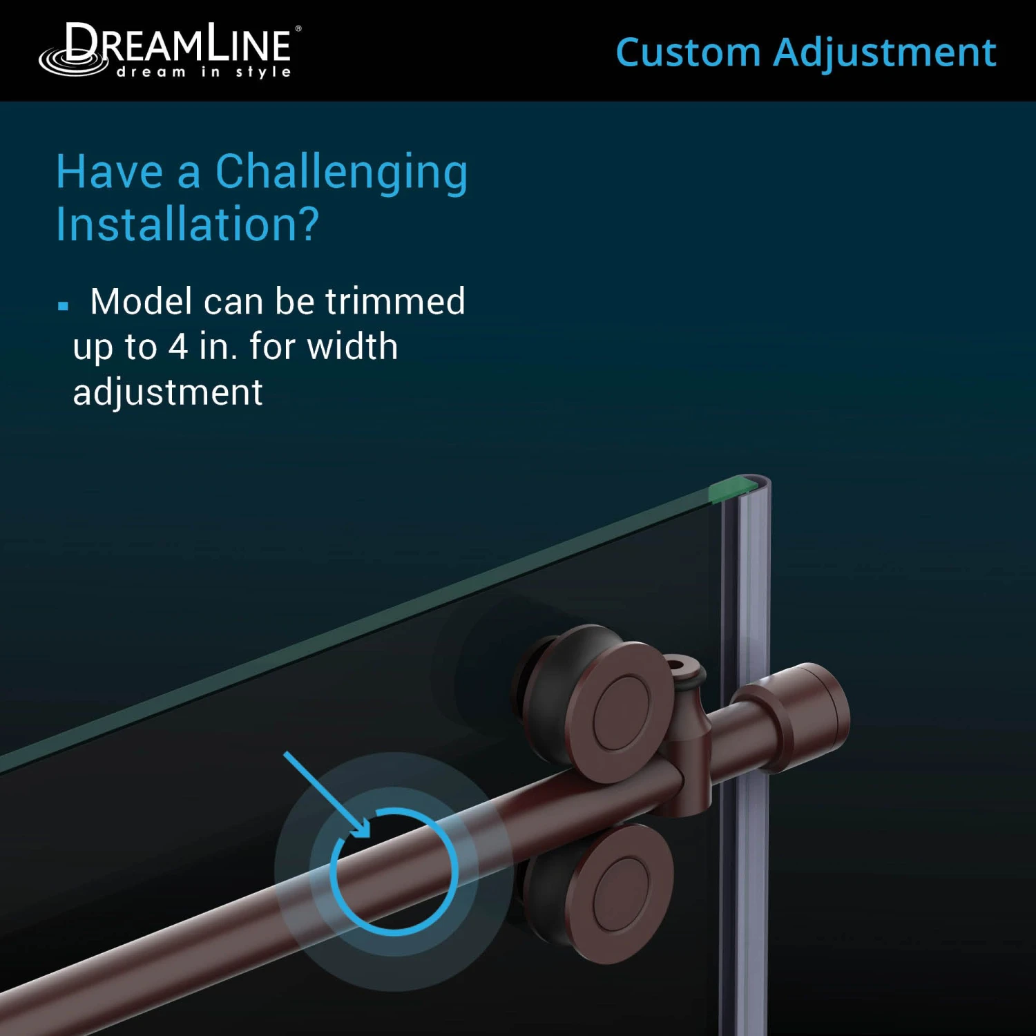 DreamLine Enigma XO 56-60 Inch W X 76 Inch H Frameless Clear Glass Sliding Shower Door - Image 11