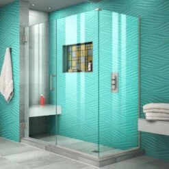 DreamLine Unidoor Plus 55 In. W X 30 3/8 In. D X 72 In. H Frameless Hinged Shower Enclosure